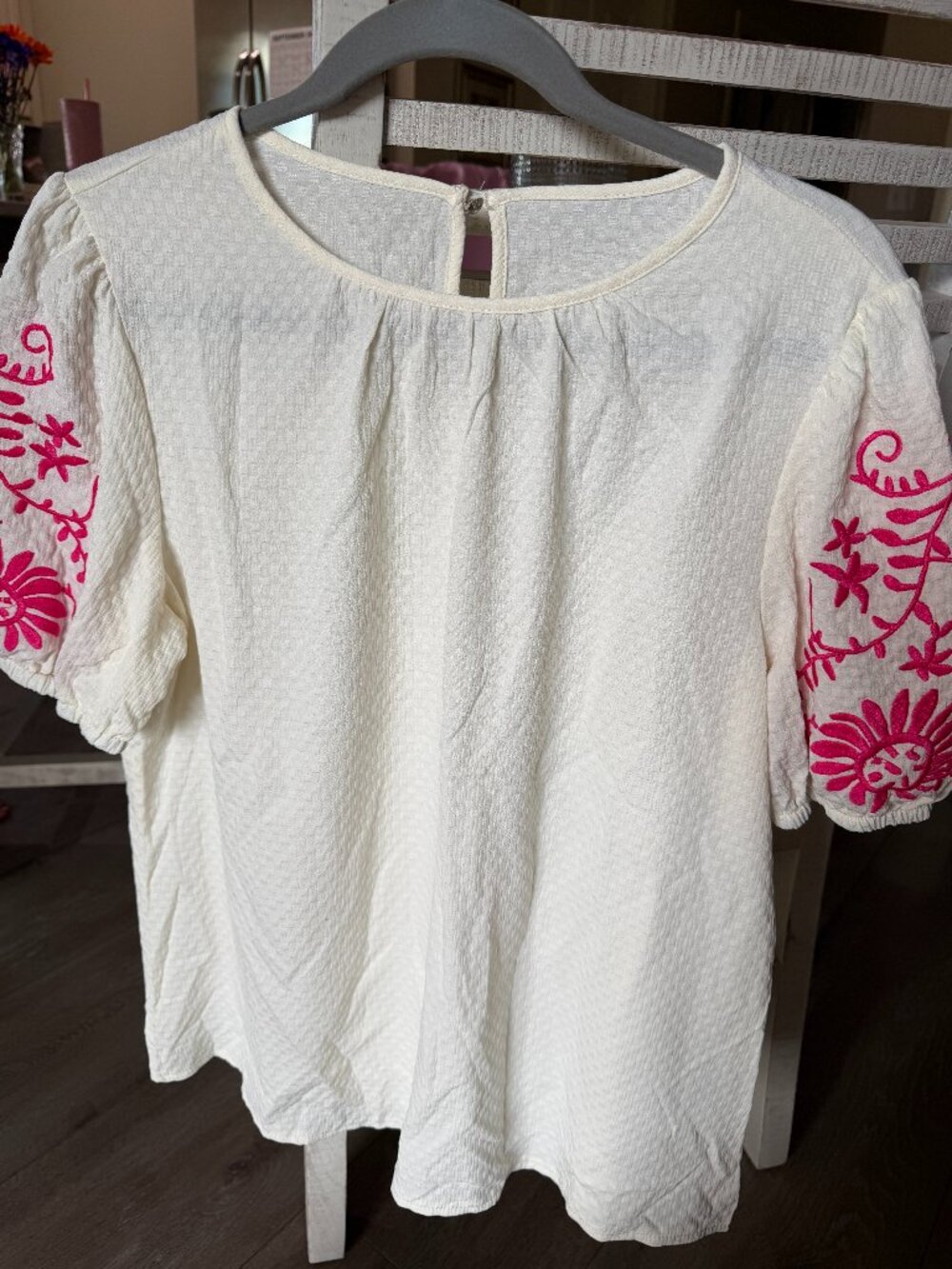 NWT Shein cream and hot pink top